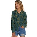 Pattern Abstract Green Texture Women s Long Sleeve Button Down Shirt View2