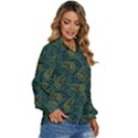 Pattern Abstract Green Texture Women s Long Sleeve Button Down Shirt View3