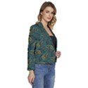 Pattern Abstract Green Texture Women s Long Sleeve Revers Collar Cropped Jacket View3