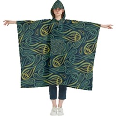 Pattern Abstract Green Texture Women s Hooded Rain Ponchos