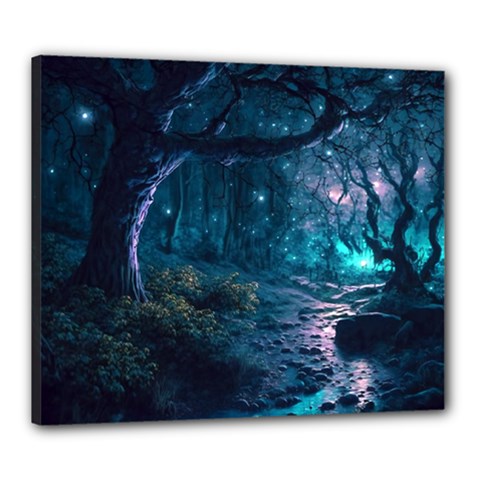 Path Forest Wood Light Night Canvas 24  X 20  (stretched)