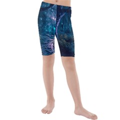 Path Forest Wood Light Night Kids  Mid Length Swim Shorts by Jancukart