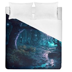 Path Forest Wood Light Night Duvet Cover (queen Size)