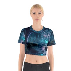 Path Forest Wood Light Night Cotton Crop Top