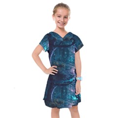 Path Forest Wood Light Night Kids  Drop Waist Dress