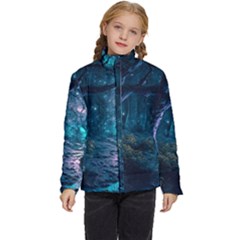 Path Forest Wood Light Night Kids  Puffer Bubble Jacket Coat by Jancukart