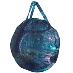 Path Forest Wood Light Night Giant Round Zipper Tote by Jancukart