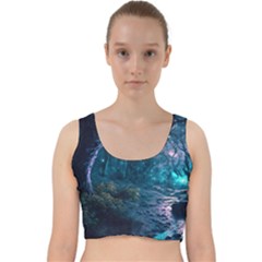 Path Forest Wood Light Night Velvet Racer Back Crop Top