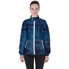 Path Forest Wood Light Night Women s High Neck Windbreaker by Jancukart