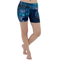 Path Forest Wood Light Night Lightweight Velour Yoga Shorts by Jancukart