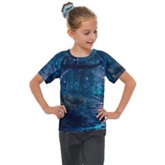 Path Forest Wood Light Night Kids  Mesh Piece Tee