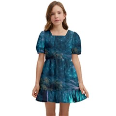 Path Forest Wood Light Night Kids  Short Sleeve Dolly Dress