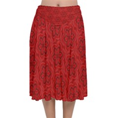 Floral Pattern Background Flowers Velvet Flared Midi Skirt