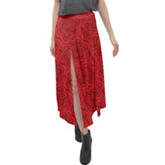 Floral Pattern Background Flowers Velour Split Maxi Skirt