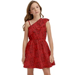 Floral Pattern Background Flowers Kids  One Shoulder Party Dress