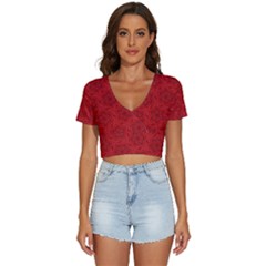 Floral Pattern Background Flowers V-neck Crop Top