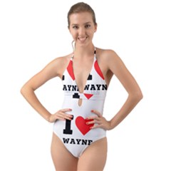 I Love Wayne Halter Cut-out One Piece Swimsuit by ilovewhateva