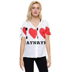 I Love Wayne Bow Sleeve Button Up Top by ilovewhateva