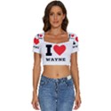 I love wayne Short Sleeve Square Neckline Crop Top  View1