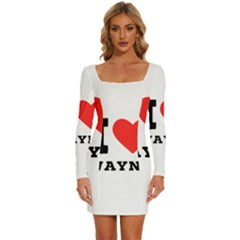 I Love Wayne Long Sleeve Square Neck Bodycon Velvet Dress by ilovewhateva