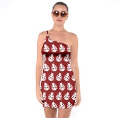 Ladybug Vector Geometric Tile Pattern One Shoulder Ring Trim Bodycon Dress by GardenOfOphir