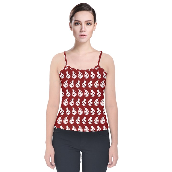 Ladybug Vector Geometric Tile Pattern Velvet Spaghetti Strap Top