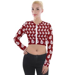 Ladybug Vector Geometric Tile Pattern Long Sleeve Cropped Velvet Jacket by GardenOfOphir