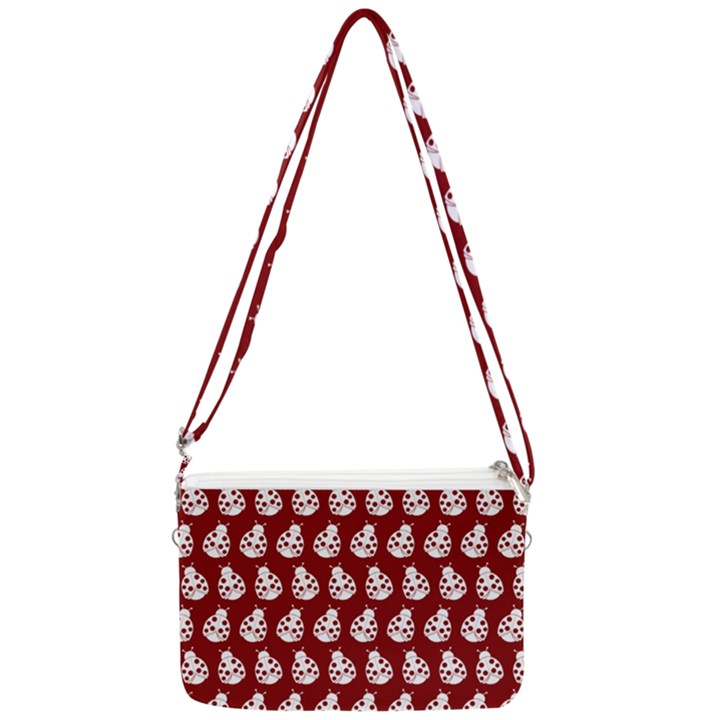 Ladybug Vector Geometric Tile Pattern Double Gusset Crossbody Bag