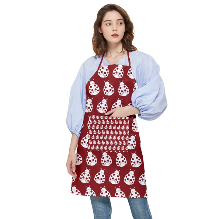 Ladybug Vector Geometric Tile Pattern Pocket Apron