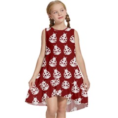 Ladybug Vector Geometric Tile Pattern Kids  Frill Swing Dress by GardenOfOphir