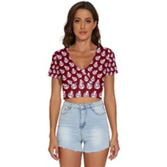 Ladybug Vector Geometric Tile Pattern V-neck Crop Top by GardenOfOphir