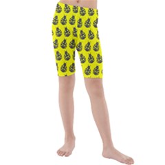 Ladybug Vector Geometric Tile Pattern Kids  Mid Length Swim Shorts by GardenOfOphir