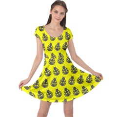 Ladybug Vector Geometric Tile Pattern Cap Sleeve Dress by GardenOfOphir