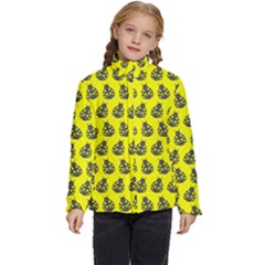 Ladybug Vector Geometric Tile Pattern Kids  Puffer Bubble Jacket Coat by GardenOfOphir