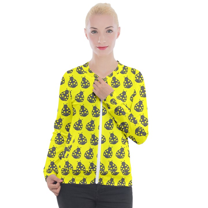 Ladybug Vector Geometric Tile Pattern Casual Zip Up Jacket