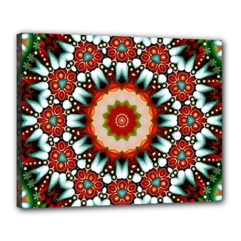 Kaleidoscope Floral Pattern Rosette Canvas 20  X 16  (stretched)