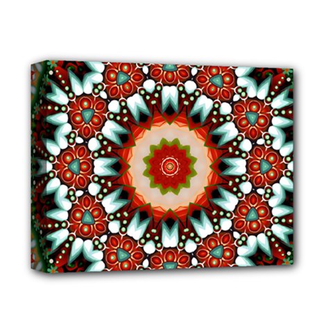 Kaleidoscope Floral Pattern Rosette Deluxe Canvas 14  X 11  (stretched)