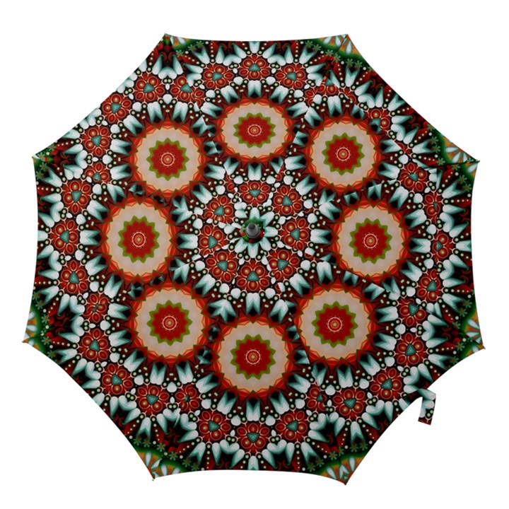 Kaleidoscope Floral Pattern Rosette Hook Handle Umbrellas (Small)