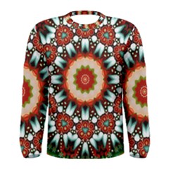 Kaleidoscope Floral Pattern Rosette Men s Long Sleeve Tee