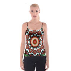 Kaleidoscope Floral Pattern Rosette Spaghetti Strap Top