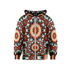 Kaleidoscope Floral Pattern Rosette Kids  Zipper Hoodie by Jancukart