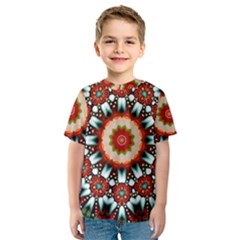 Kaleidoscope Floral Pattern Rosette Kids  Sport Mesh Tee