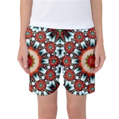 Kaleidoscope Floral Pattern Rosette Women s Basketball Shorts