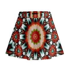 Kaleidoscope Floral Pattern Rosette Mini Flare Skirt