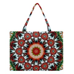 Kaleidoscope Floral Pattern Rosette Medium Tote Bag by Jancukart