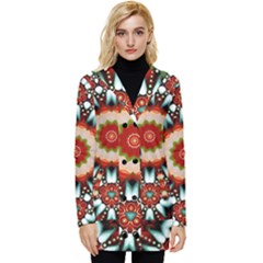 Kaleidoscope Floral Pattern Rosette Button Up Hooded Coat  by Jancukart