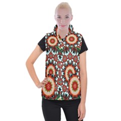 Kaleidoscope Floral Pattern Rosette Women s Button Up Vest