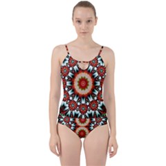 Kaleidoscope Floral Pattern Rosette Cut Out Top Tankini Set