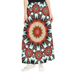 Kaleidoscope Floral Pattern Rosette Maxi Chiffon Skirt by Jancukart