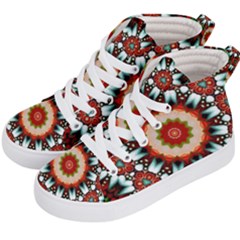 Kaleidoscope Floral Pattern Rosette Kids  Hi-top Skate Sneakers